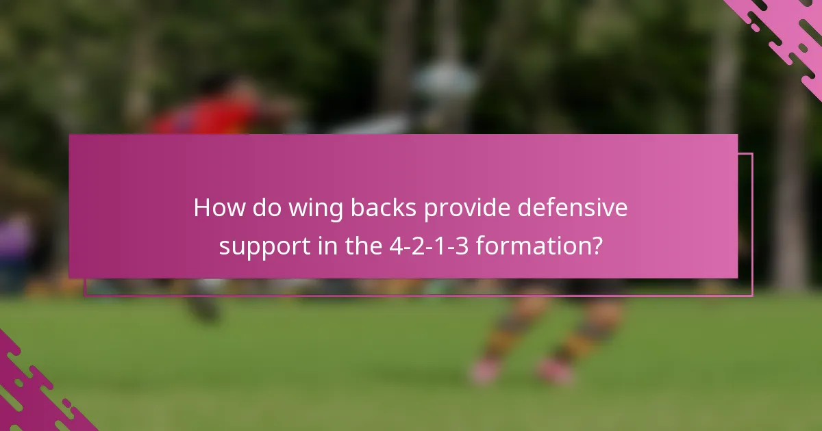 How do wing backs provide defensive support in the 4-2-1-3 formation?
